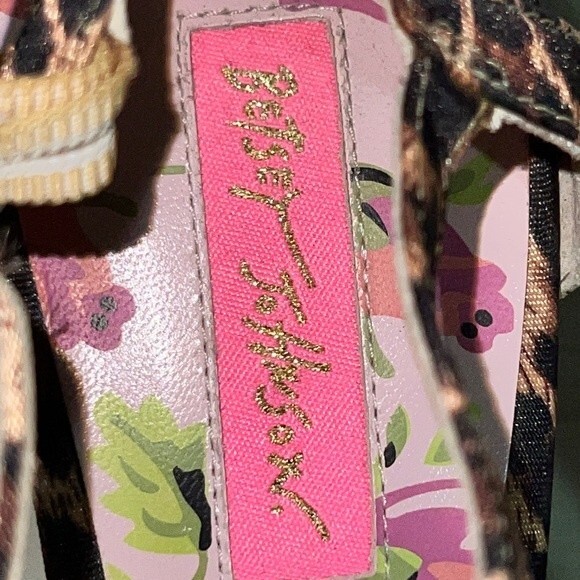 Betsey Johnson Vero Cuoio Strappy Leopard Print Rhinestone Heel Sandals Size 7 - Picture 9 of 9